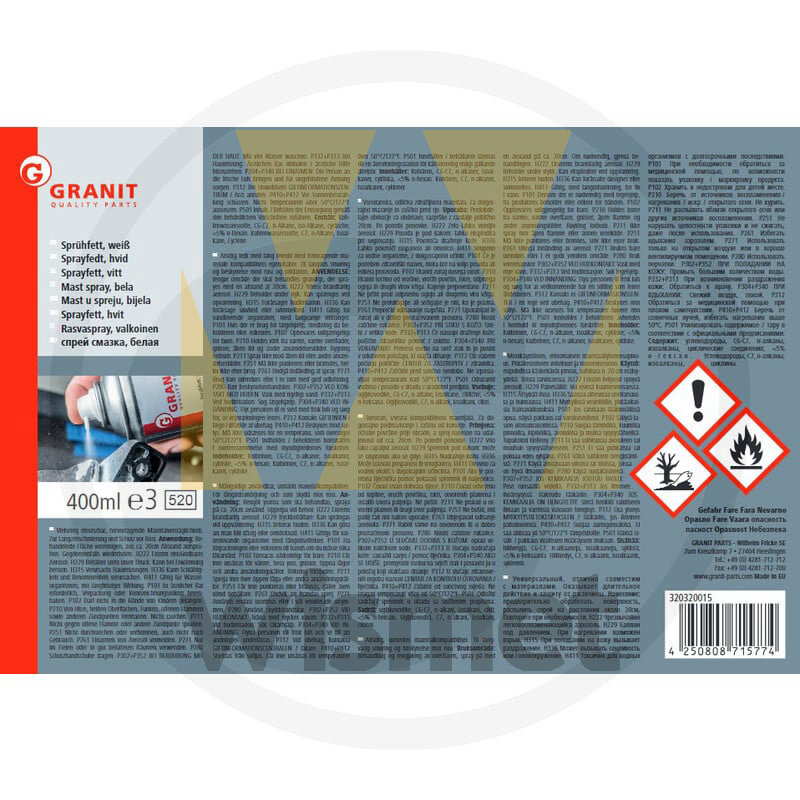 Sprühfett weiß 400ml GRANIT 320320015