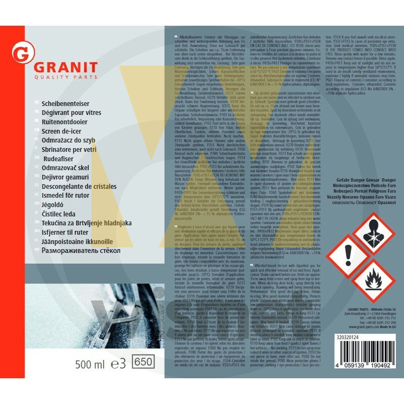 Scheibenenteiser 500ml GRANIT 320320124