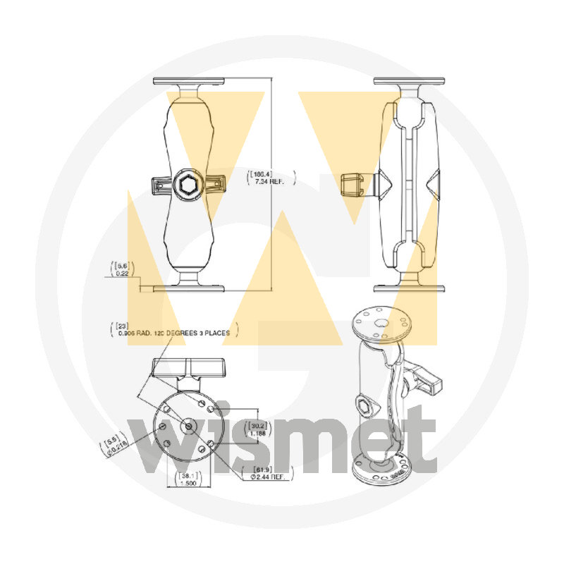 Basisset - 2x Round Base, 1x Socket Arm GRANIT 5070010067